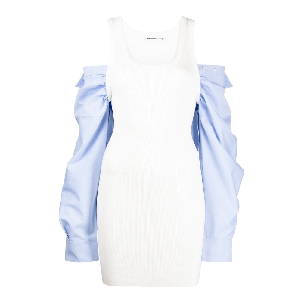 Alexander Wang T Bi-Layer Off Shoulder Oxford Shi… - image 4